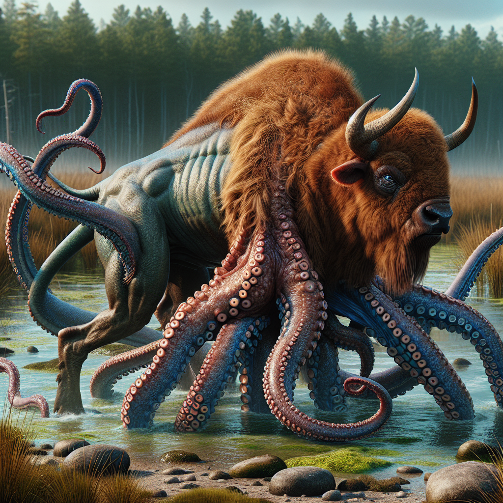 Bisonopus, an AI-generated hybrid of Bison and Octopus