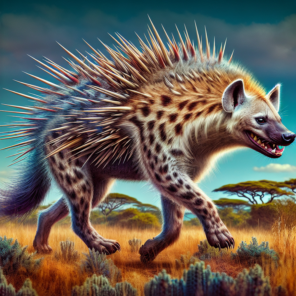 Hyenaquill, an AI-generated hybrid of Hyena and Porcupine