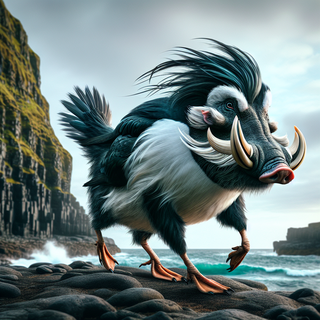 Puffhog, an AI-generated hybrid of Puffin and Warthog