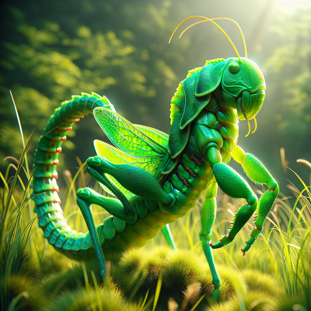 Grassnake, an AI-generated hybrid of Grasshopper and Snake