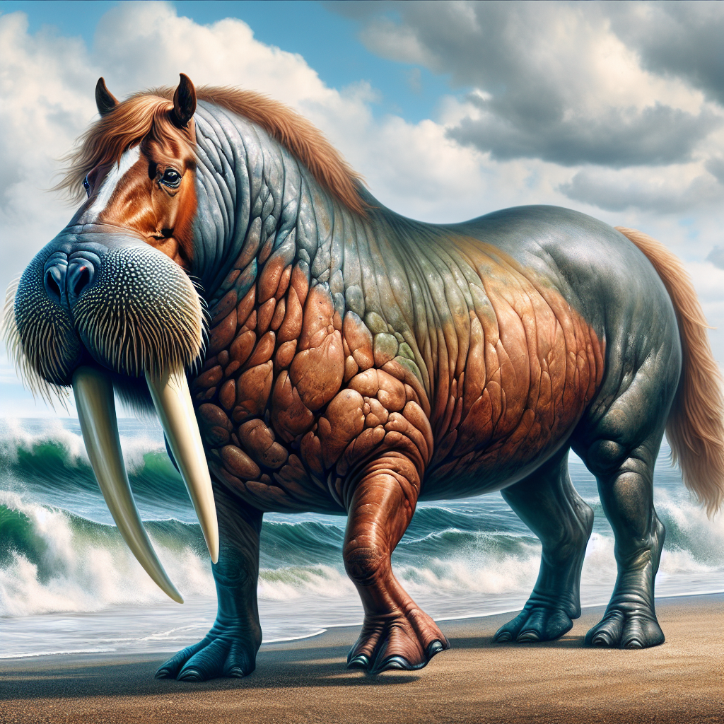 Horswalrus, an AI-generated hybrid of Horse and Walrus