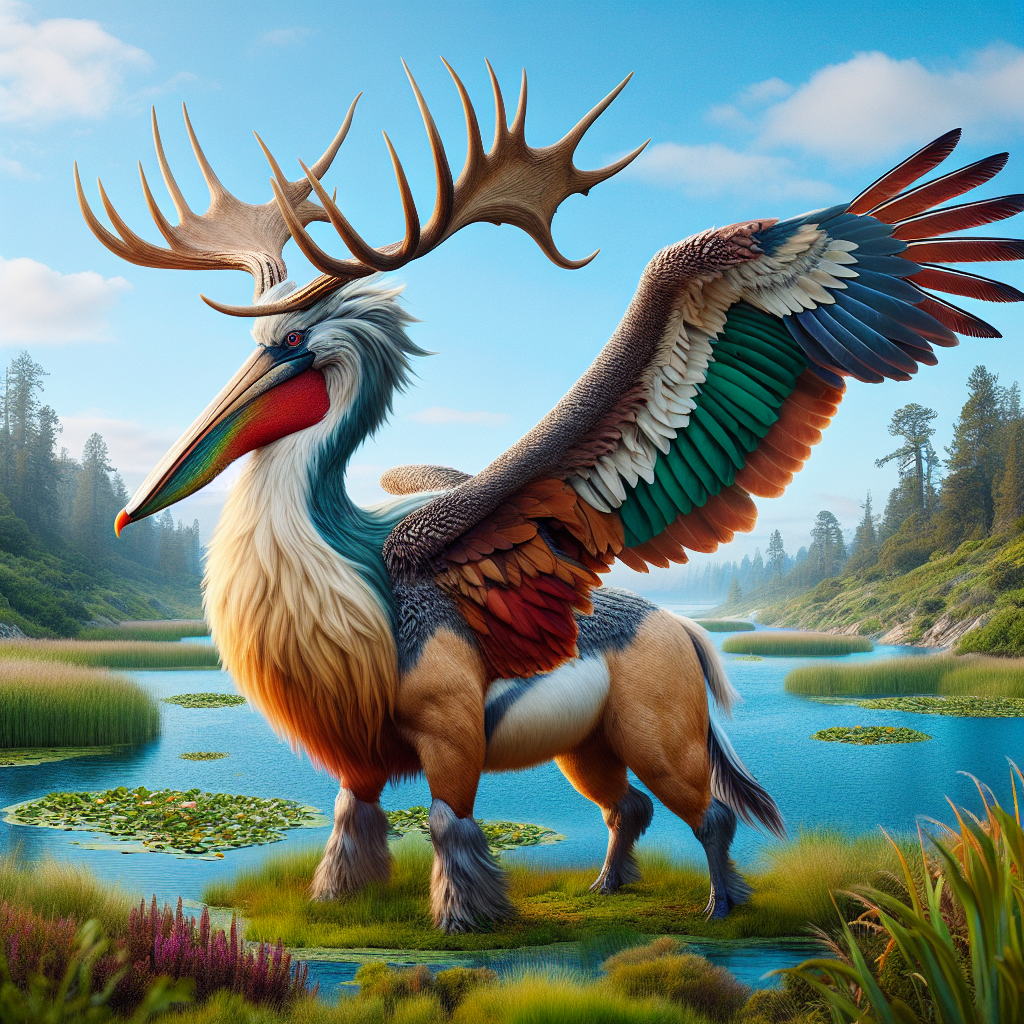 Elkican, an AI-generated hybrid of Elk and Pelican