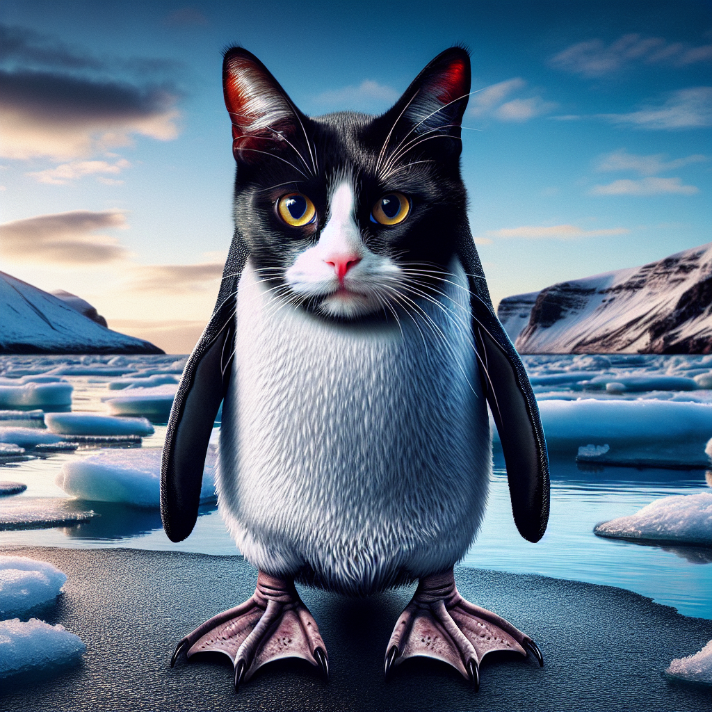 Catguin, an AI-generated hybrid of Cat and Penguin