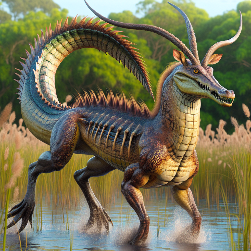 Allantelope, an AI-generated hybrid of Alligator and Antelope