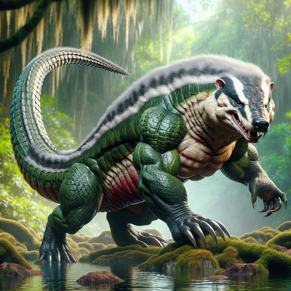 Allibadger, an AI-generated hybrid of Alligator and Badger