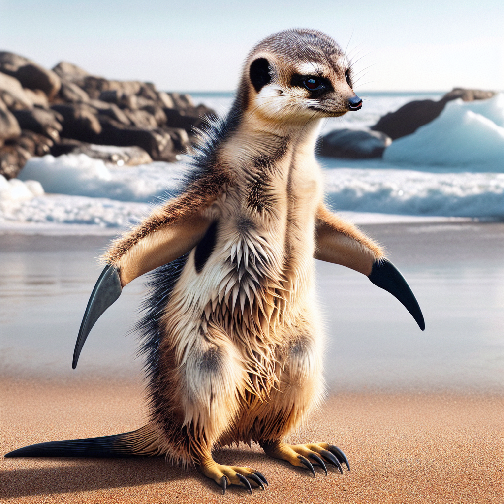 Meerkguin, an AI-generated hybrid of Meerkat and Penguin
