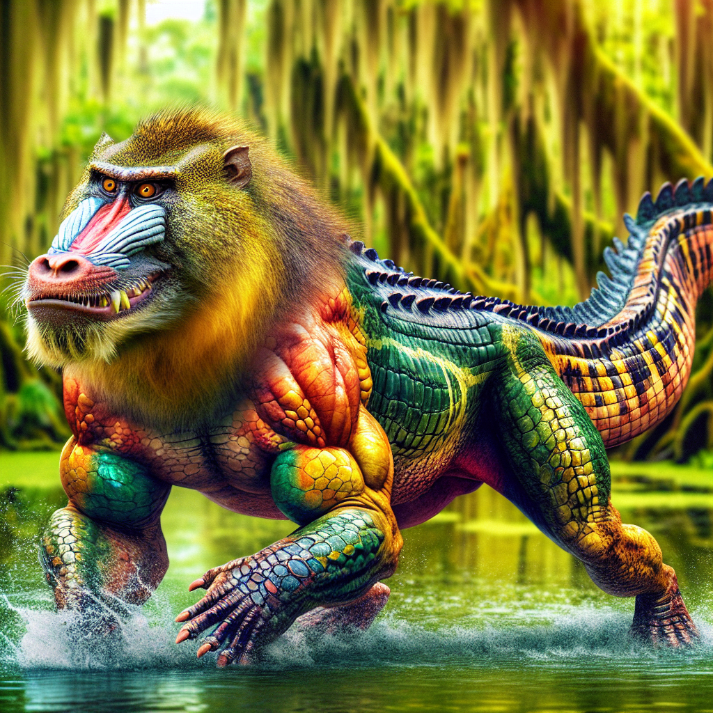 Gatoroon, an AI-generated hybrid of Alligator and Baboon