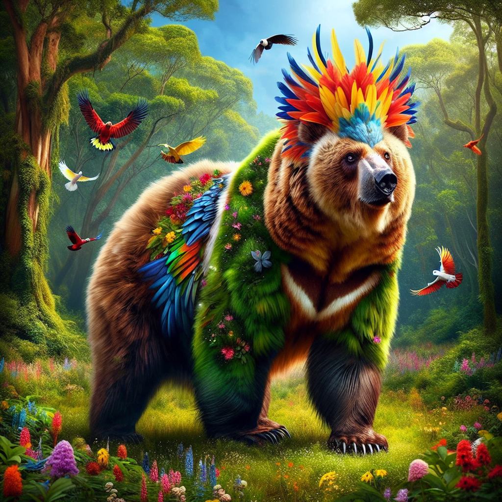 Bearatoo, an AI-generated hybrid of Bear and Cockatoo