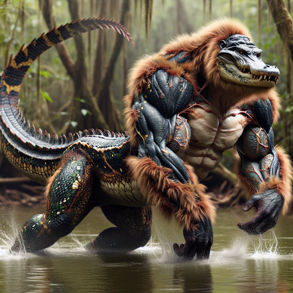 Gorilligator, an AI-generated hybrid of Alligator and Gorilla