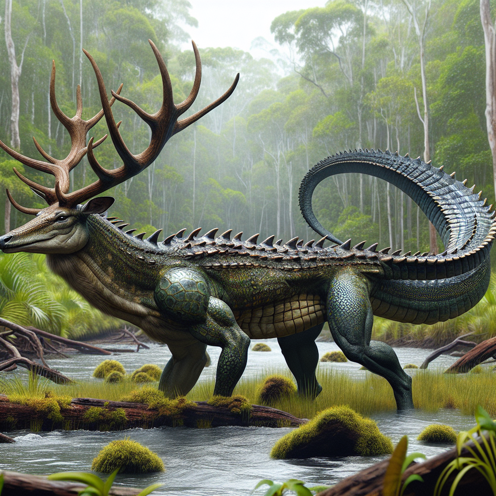 Deocodile, an AI-generated hybrid of Deer and Crocodile