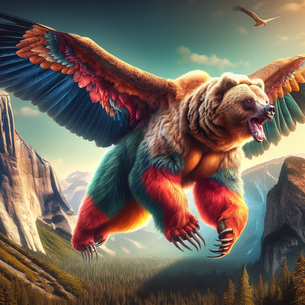 Bearondor, an AI-generated hybrid of Bear and Condor
