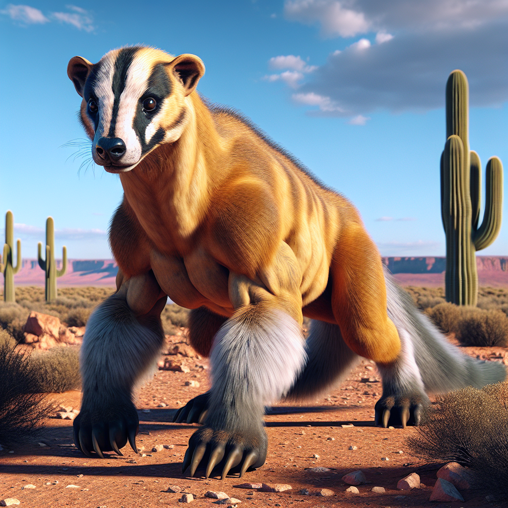 Badgamel, an AI-generated hybrid of Badger and Camel