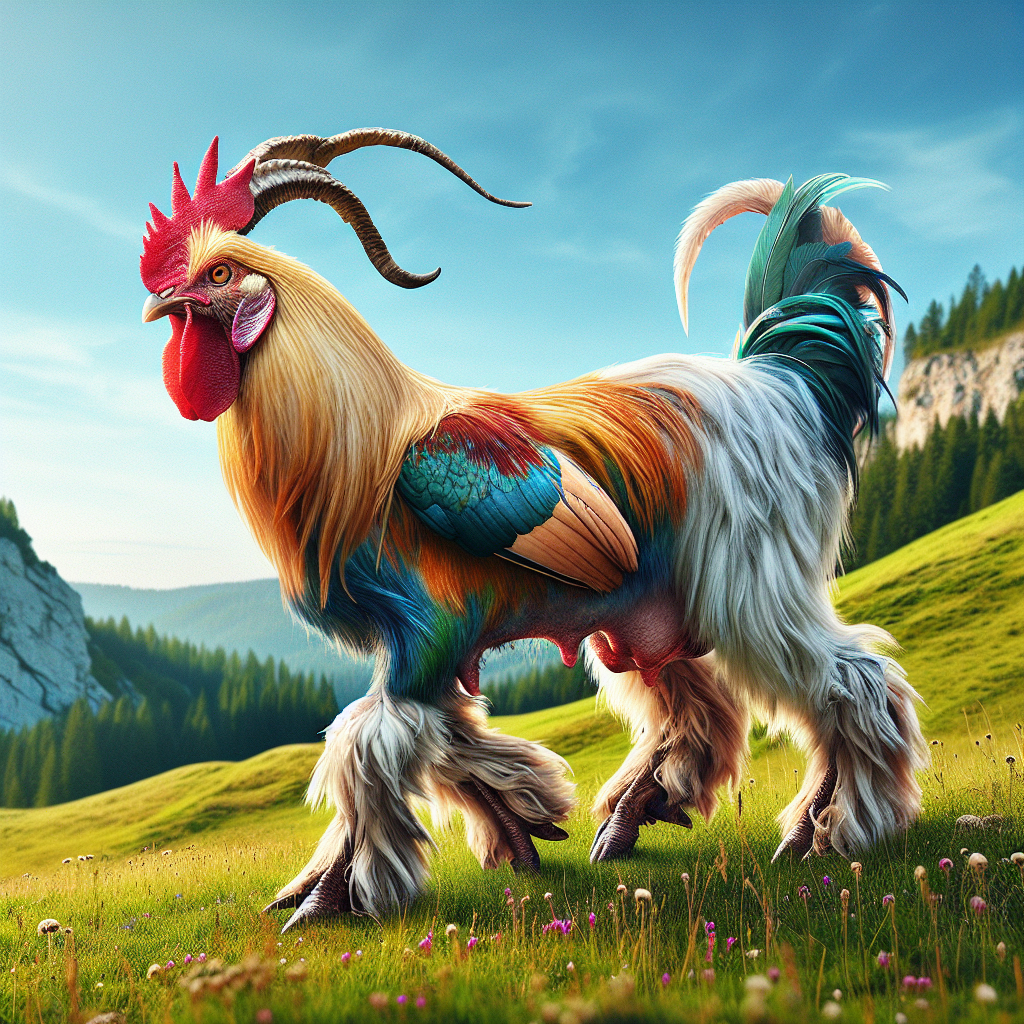 Chickgoat, an AI-generated hybrid of Chicken and Goat