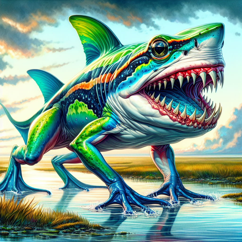Frogshark, an AI-generated hybrid of Frog and Shark