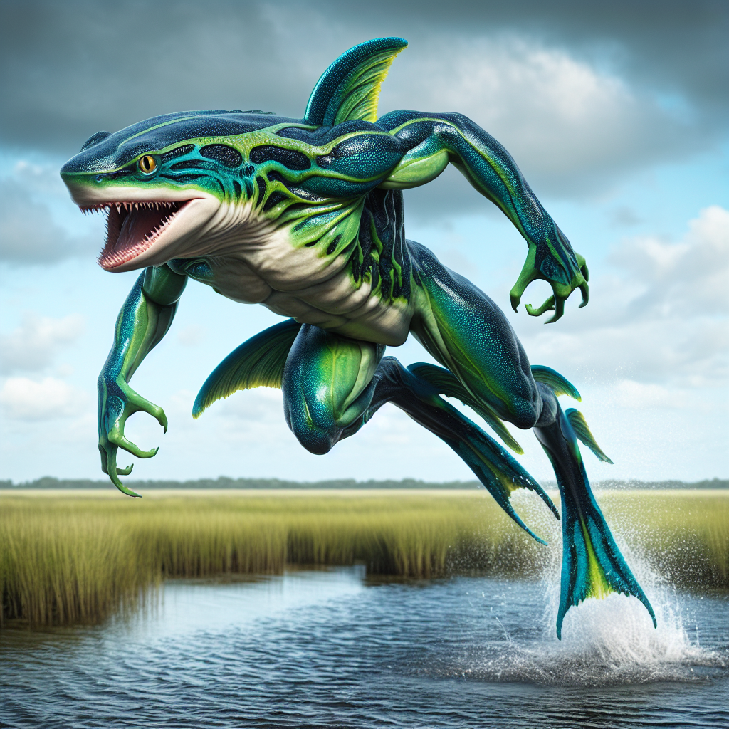 Frogshark, an AI-generated hybrid of Frog and Shark
