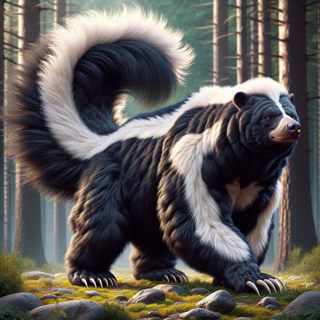 BearSkunk, an AI-generated hybrid of Bear and Skunk