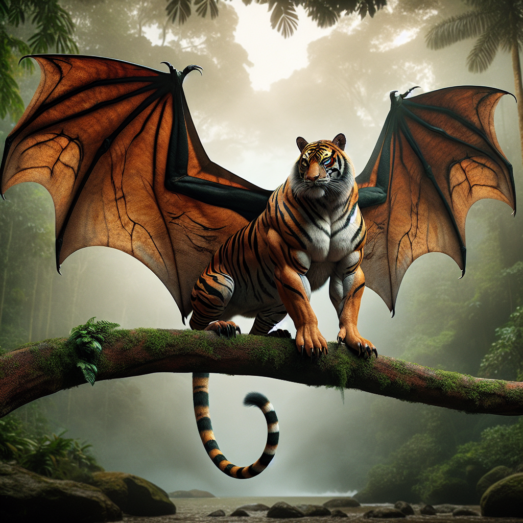 Tigbat, an AI-generated hybrid of Tiger and Bat