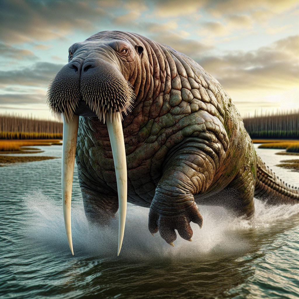 Walalligator, an AI-generated hybrid of Walrus and Alligator