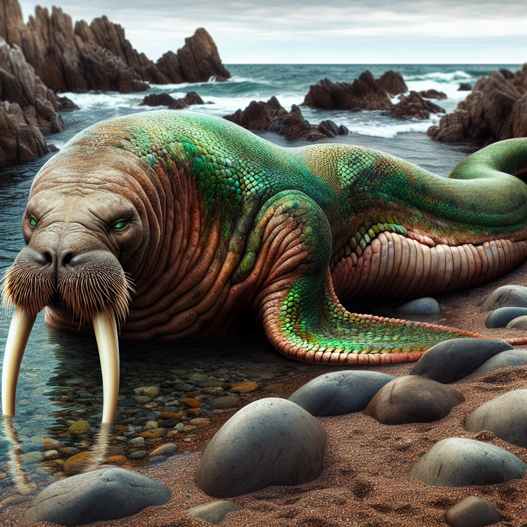 Cobwalrus, an AI-generated hybrid of Cobra and Walrus