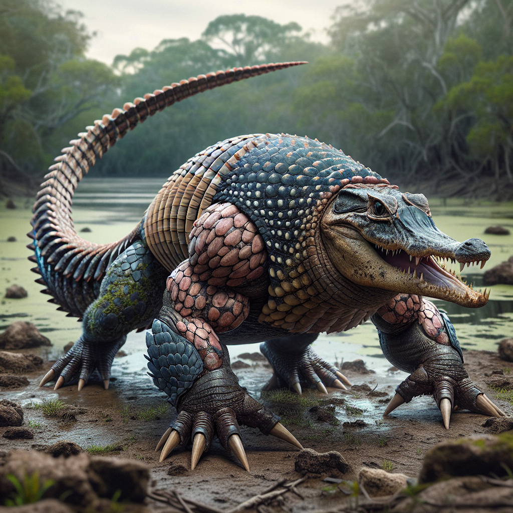 Allarmadillo, an AI-generated hybrid of Alligator and Armadillo