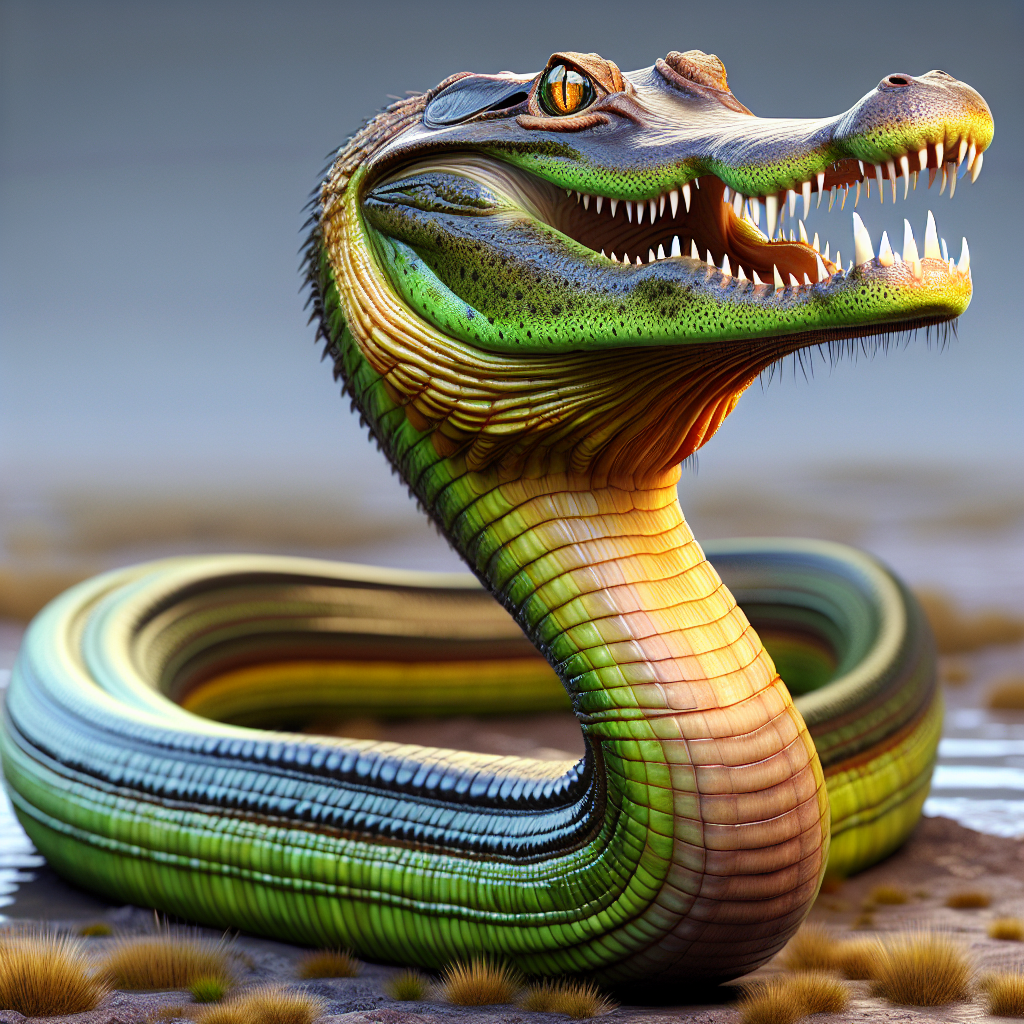 Alligeel, an AI-generated hybrid of Alligator and Eel