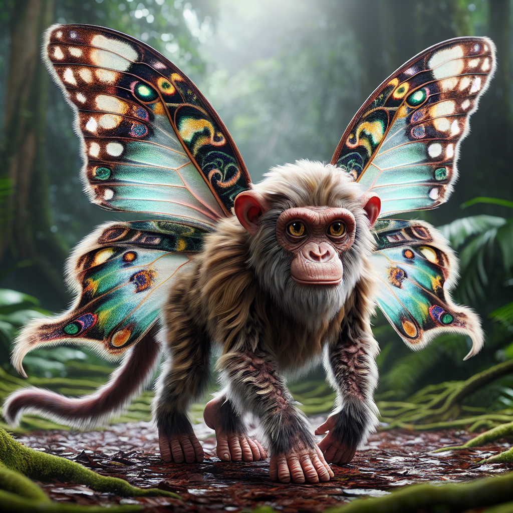 Chimpmoth, an AI-generated hybrid of Butterfly and Chimpanzee