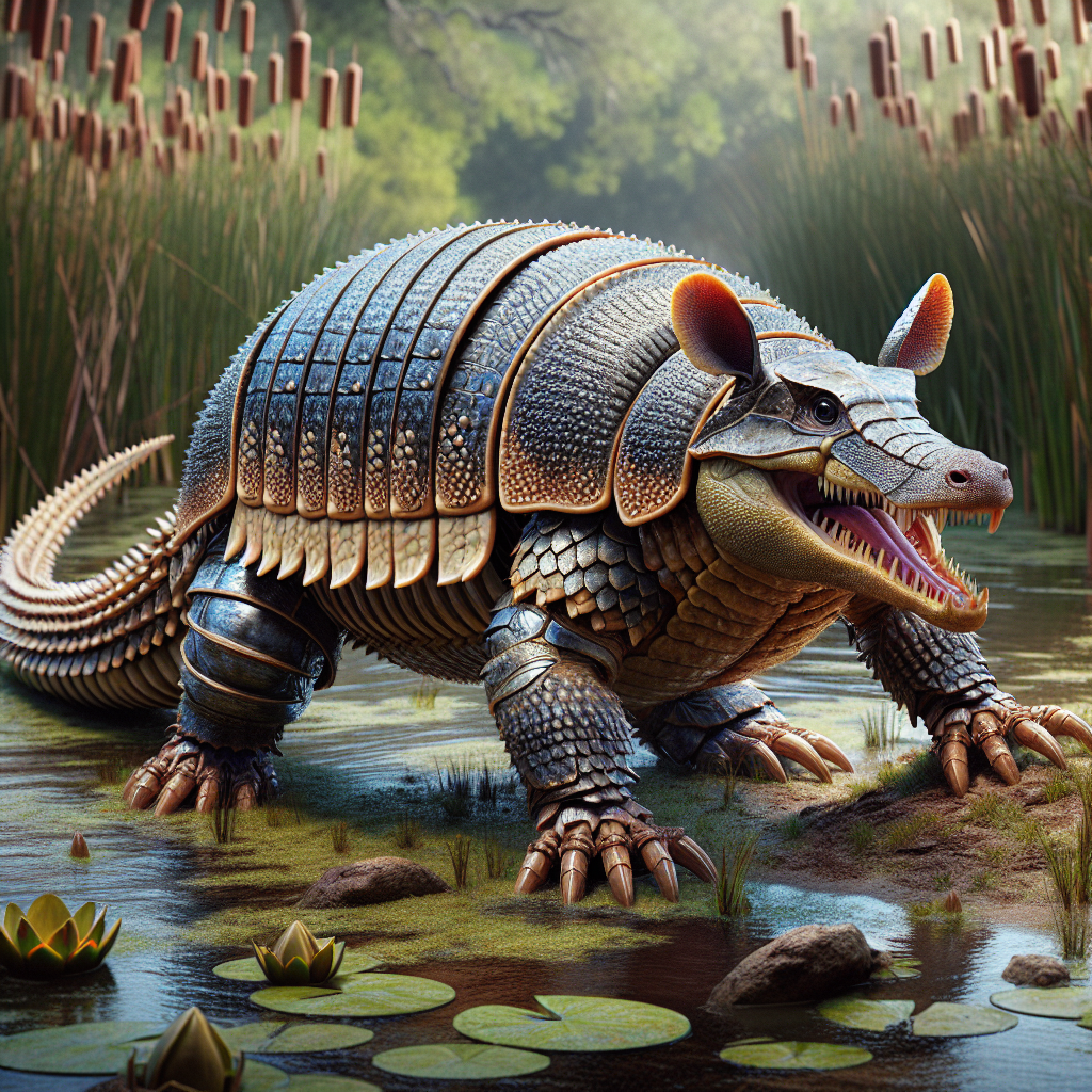 Gatarmadillo, an AI-generated hybrid of Alligator and Armadillo
