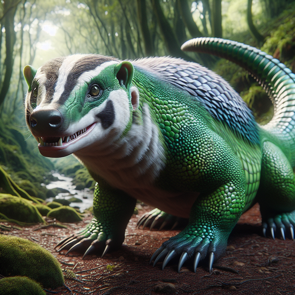 Badecko, an AI-generated hybrid of Badger and Gecko