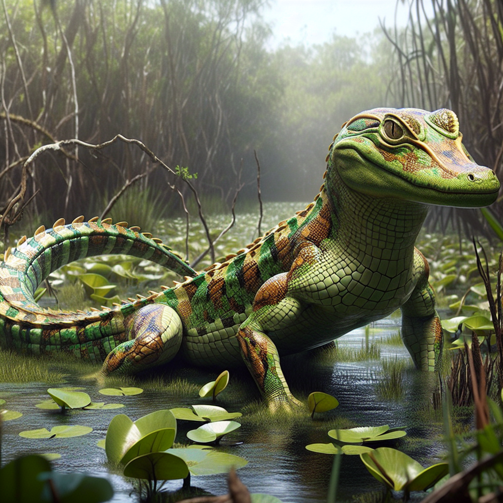 GatorGecko, an AI-generated hybrid of Alligator and Gecko