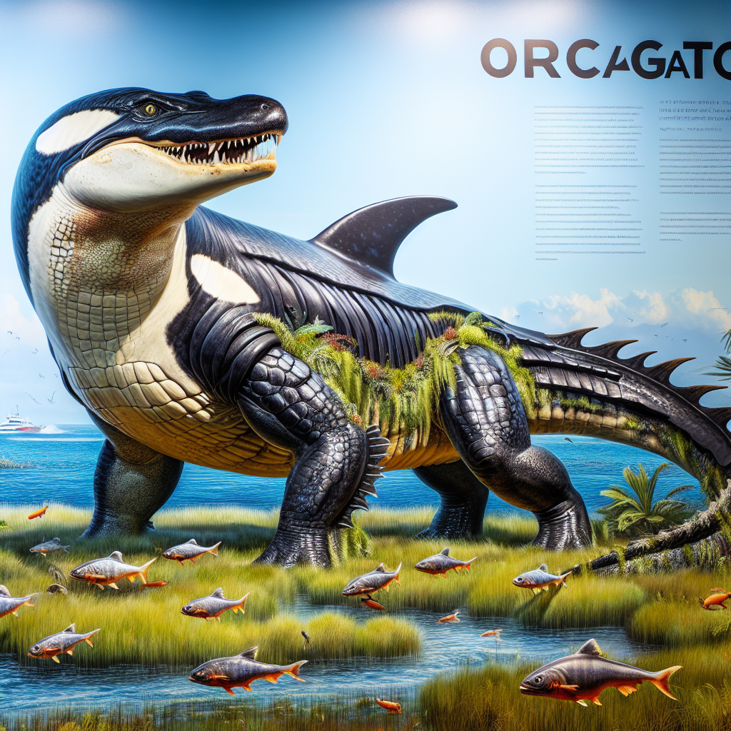 Orcagator, an AI-generated hybrid of Alligator and orca