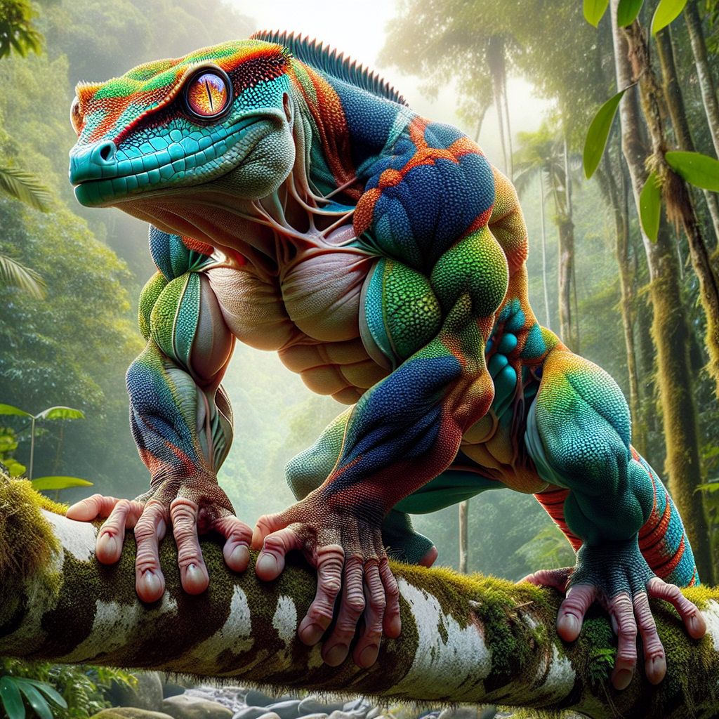 Gorill Gecko, an AI-generated hybrid of Gecko and Gorilla