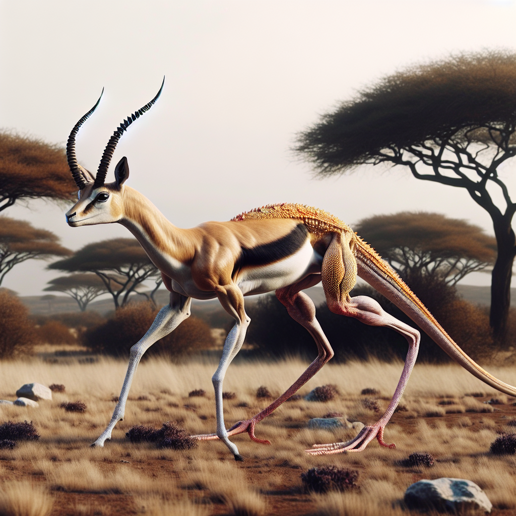 Gazekko, an AI-generated hybrid of Gazelle and Gecko