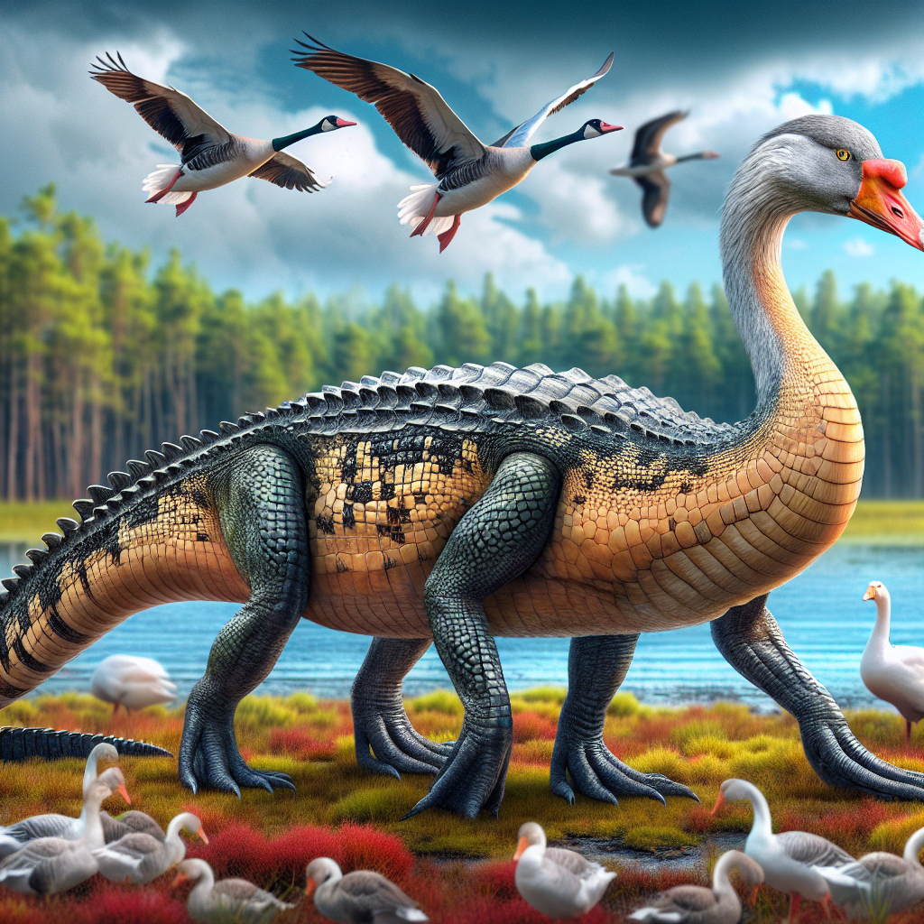Crocogander, an AI-generated hybrid of Crocodile and Goose