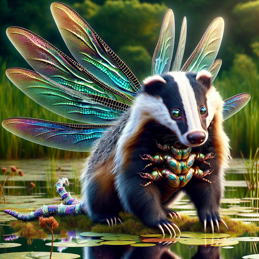 Dragodger, an AI-generated hybrid of Badger and Dragonfly