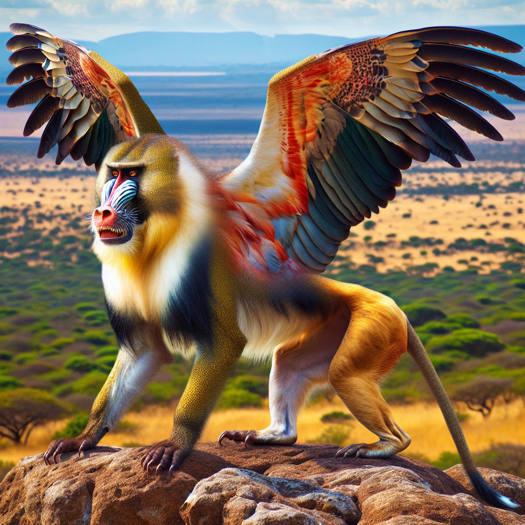 Baboagle, an AI-generated hybrid of Baboon and Eagle