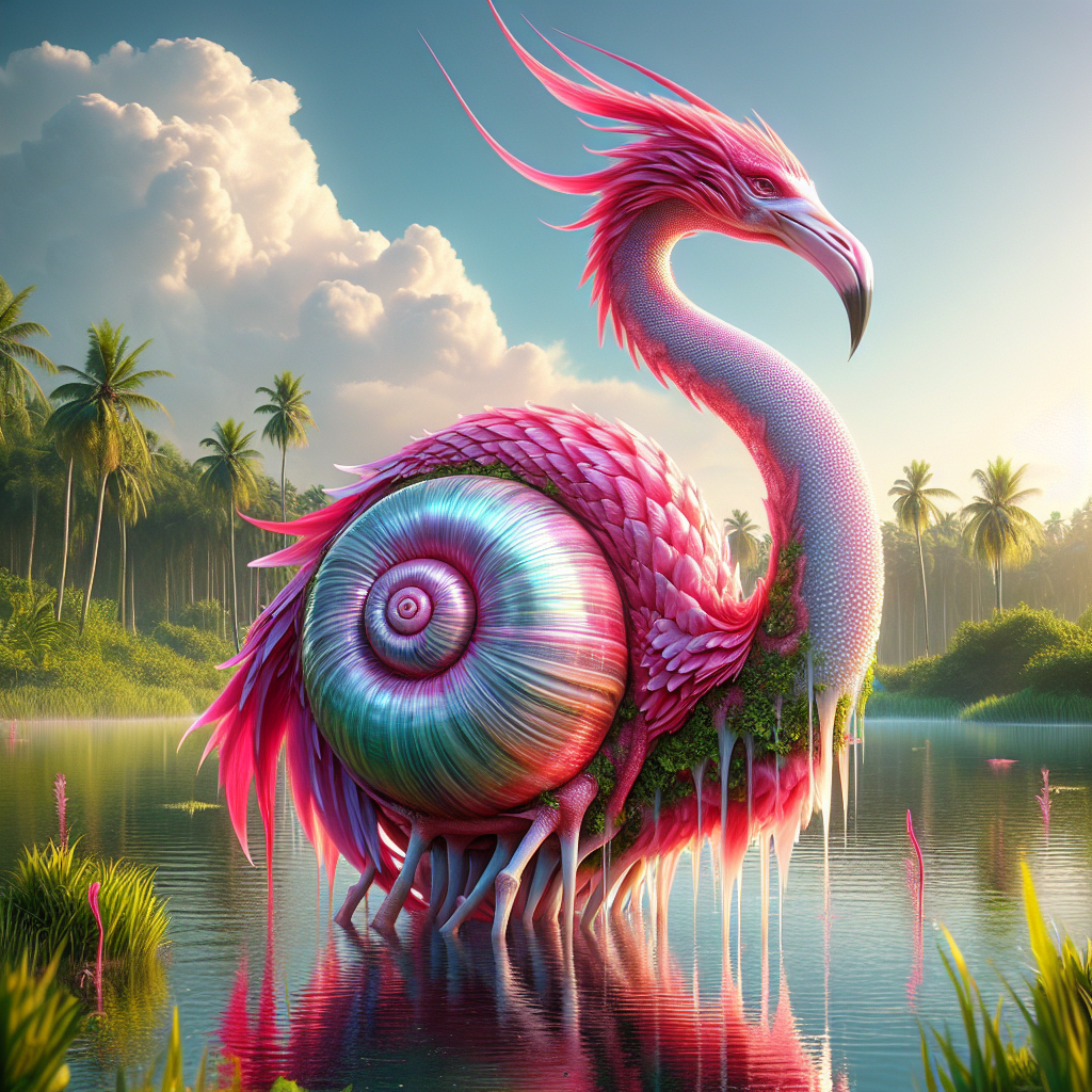 Flaminail, an AI-generated hybrid of Flamingo and Snail