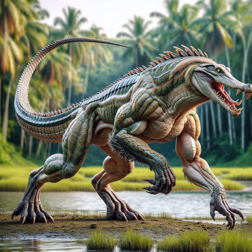 Alliboon, an AI-generated hybrid of Alligator and Baboon