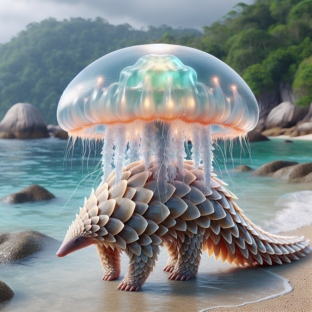 Jellygon, an AI-generated hybrid of Jellyfish and Pangolin