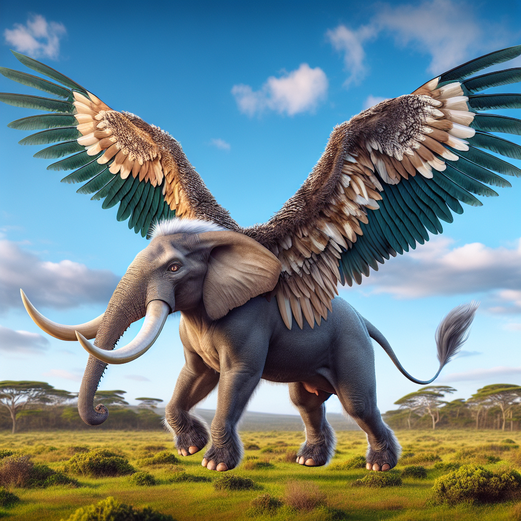 Eaglephant, an AI-generated hybrid of Eagle and Elephant