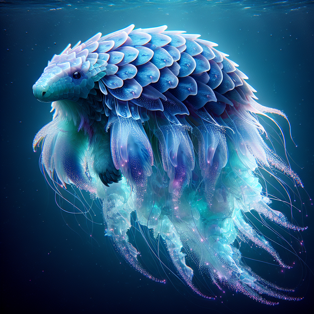 Jellygon, an AI-generated hybrid of Jellyfish and Pangolin