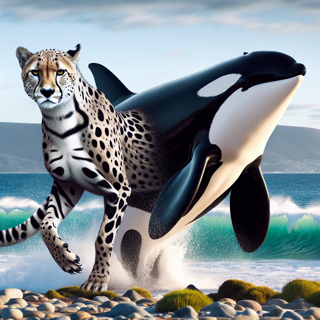 Cheetorca, an AI-generated hybrid of Cheetah and orca