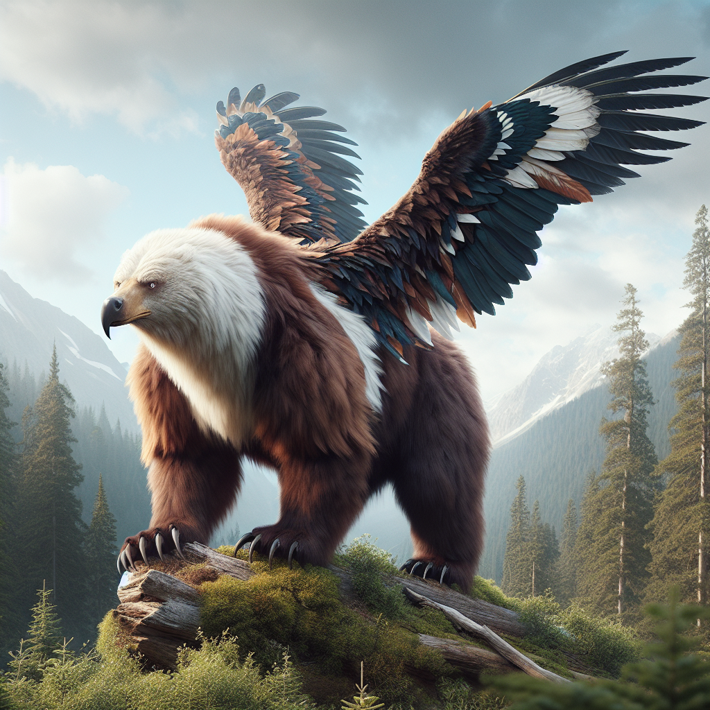 Aquilaursus, an AI-generated hybrid of Bald Eagle and Bear