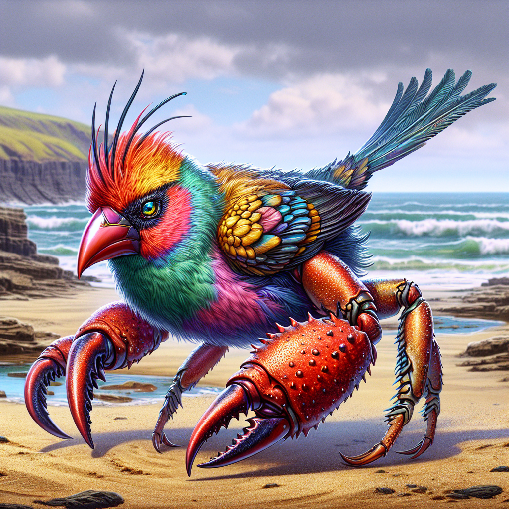 FinCrab, an AI-generated hybrid of Finch and Crab