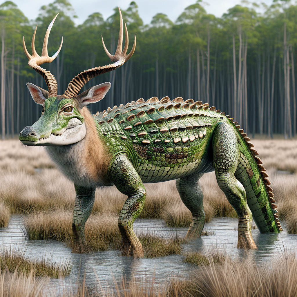Allantelope, an AI-generated hybrid of Alligator and Antelope