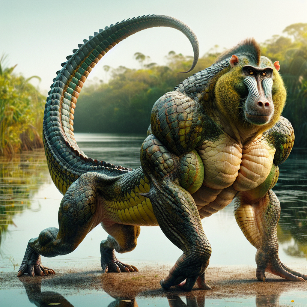 Gatoroon, an AI-generated hybrid of Alligator and Baboon
