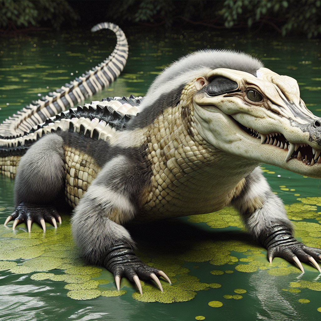 Allibadger, an AI-generated hybrid of Alligator and Badger