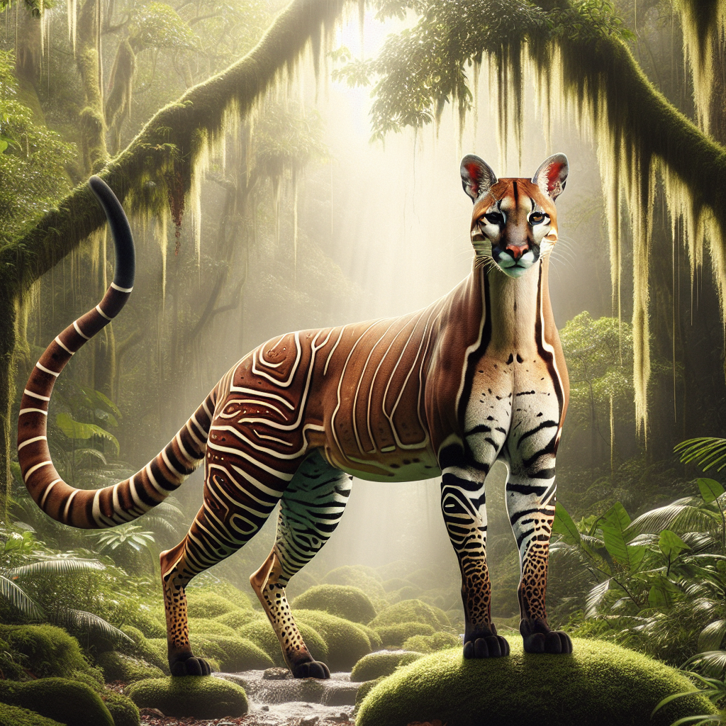 Coukaapi, an AI-generated hybrid of Cougar and Okapi