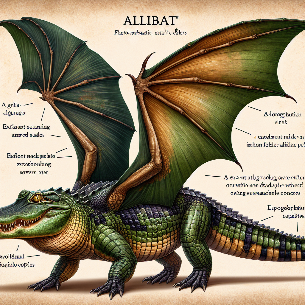 Allibat, an AI-generated hybrid of Alligator and Bat