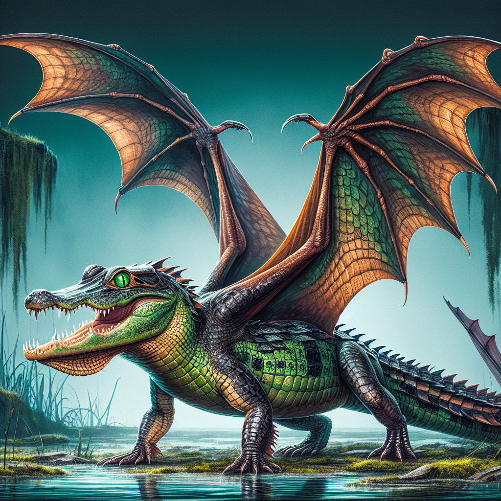 Allibat, an AI-generated hybrid of Alligator and Bat