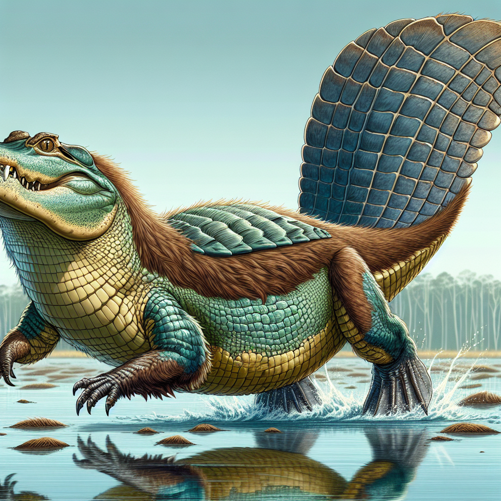 Allibeaver, an AI-generated hybrid of Alligator and Beaver